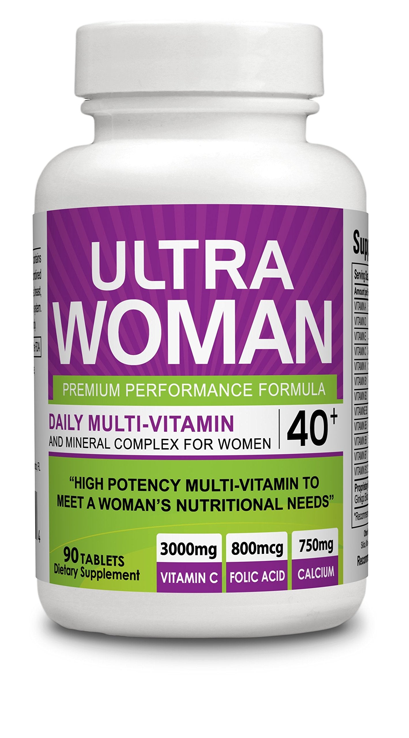 Body Shop Nutrition Ultra Woman - Multi-Vitamins 90 Tablets - Premium Performance Formula 100% Natural - Multivitamins for Woman - Dietary Supplement