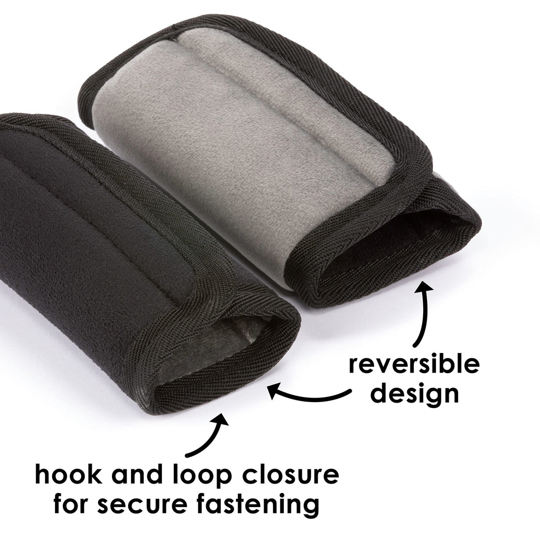 Diono Soft Wraps Car Seat Straps, Shoulder Pads for Baby, Infant, Toddler, 2 Pack Reversible Soft Seat Belt Cushion and Stroller Harness Covers Helps Prevent Strap Irritation, Black