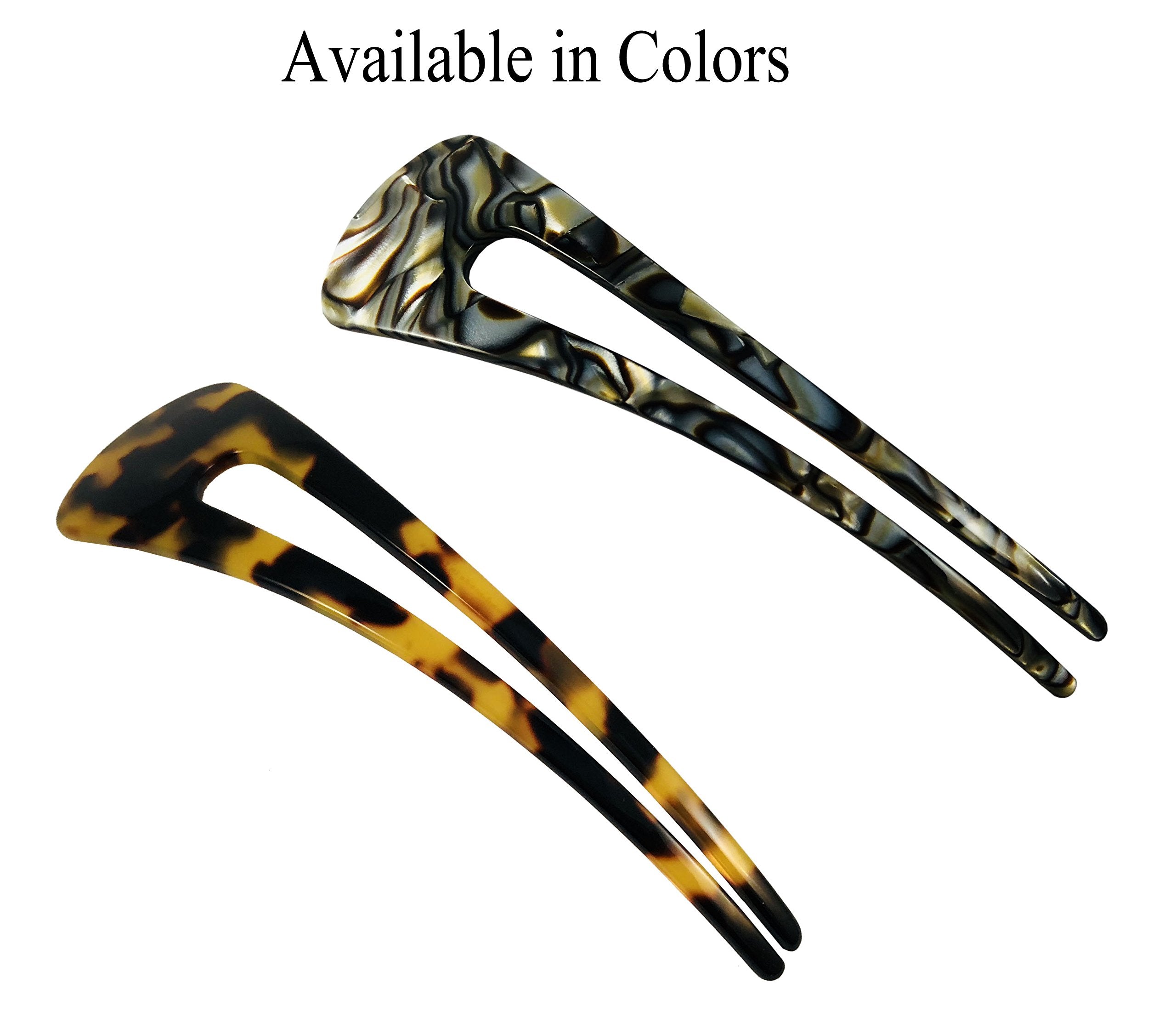 French Amie Grace Long Tokyo Large Handmade Cellulose Acetate Chignon Bun Holder U Hair Pin Stick (Tokyo)