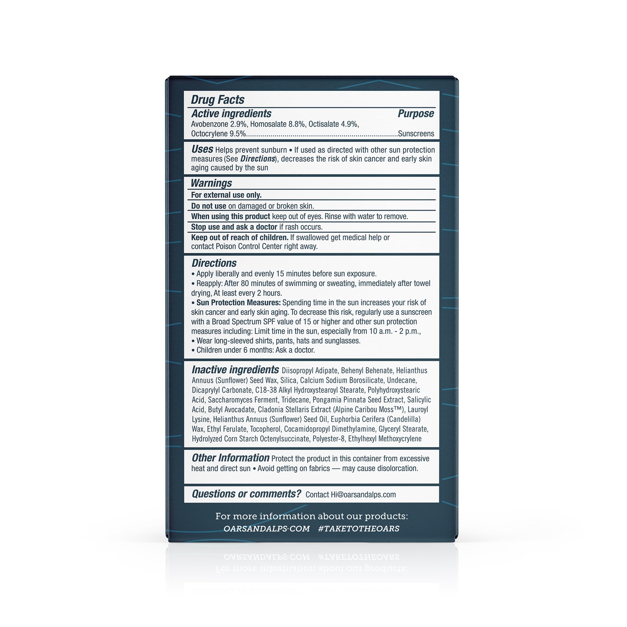 Oars + Alps Matte Sunscreen Face Stick SPF 50, Water & Sweat Resistant Sunblock, Broad Spectrum UVA/UVB Protection, Dermatologist Tested, Gluten-Free, Travel-Friendly