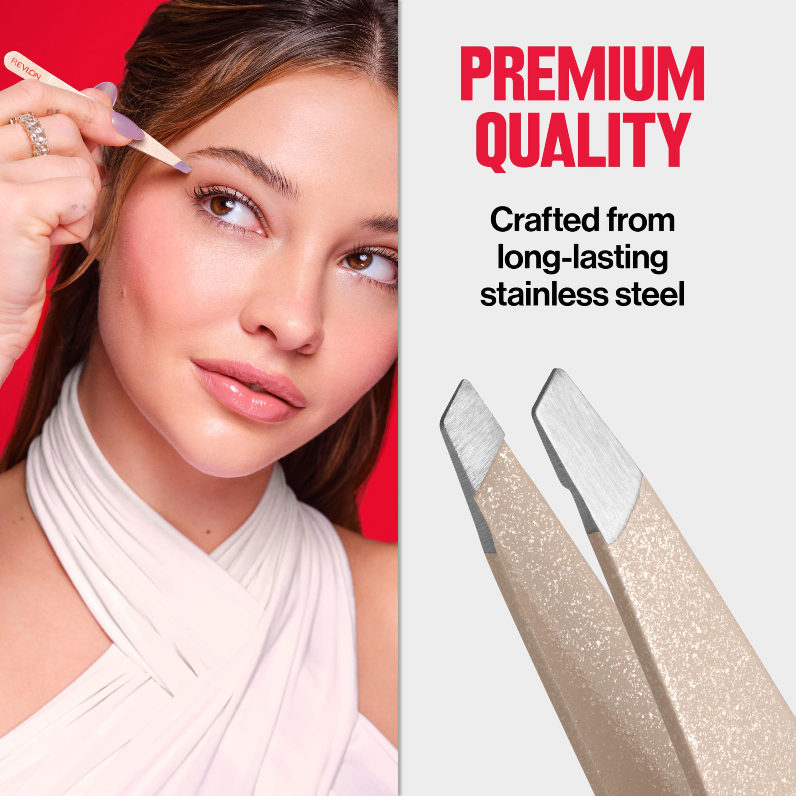 Revlon Designer Series Slant Tweezer, High Precision, Made With Long Lasting Stainless Steel, 1 Count