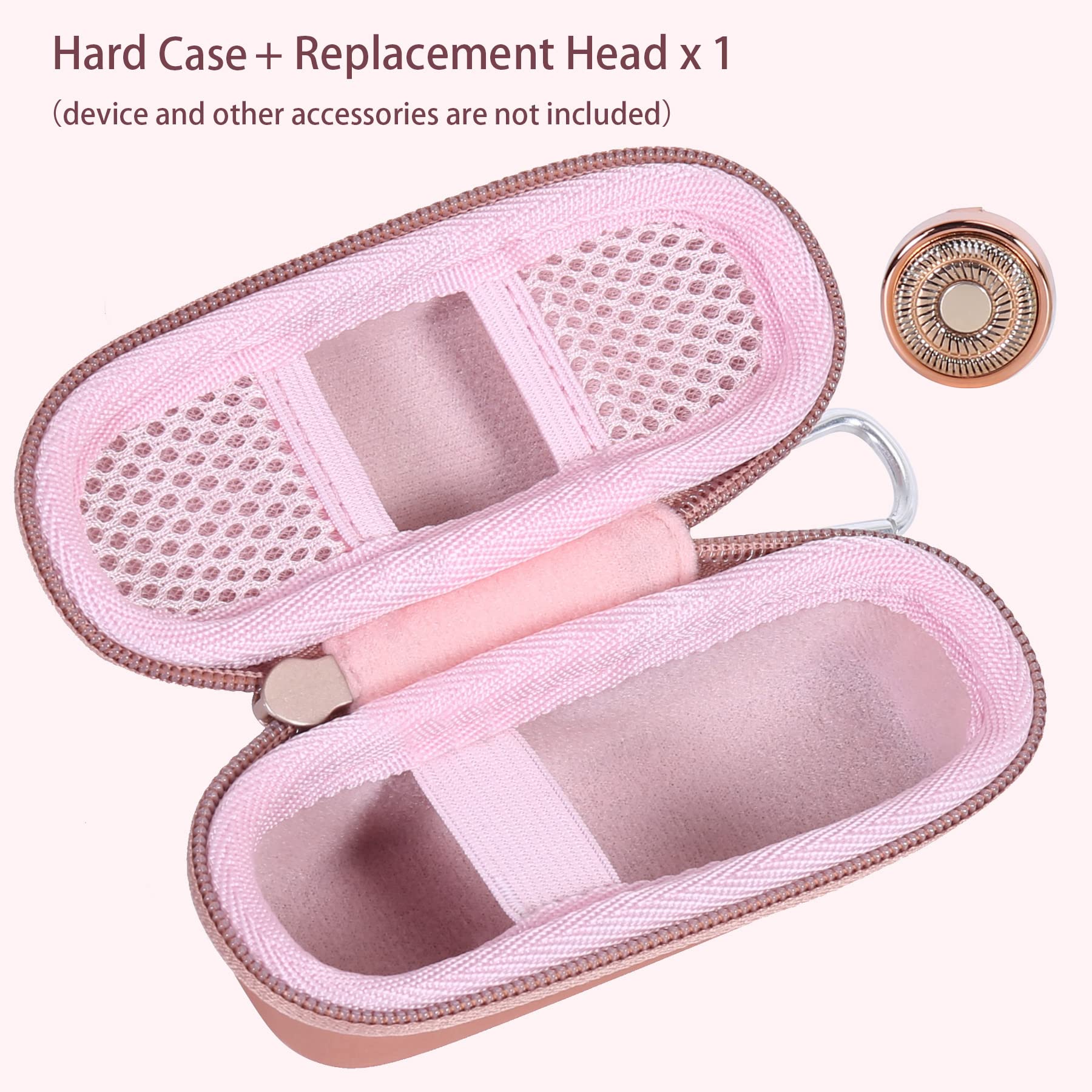 co2CREA Hard Case and Replacement Head Compatible with Finishing Touch Flawless Facial Hair Remover Electric Face Razor for Women (Rose Gold Case + Replacement Head)