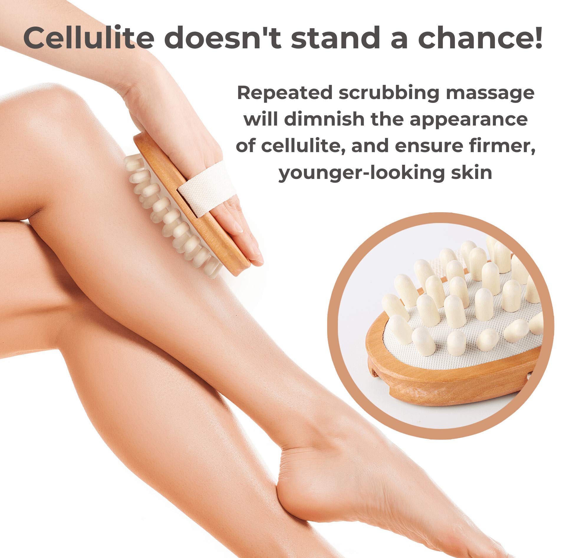 Rosena Dry Brushing Body Brush Set - Best for Skin Natural Exfoliating, Cellulite & Lymphatic Drainage | Kit Includes Face Brush, Fascia Massager & Long Handle Back Scrubber for Shower & Bath