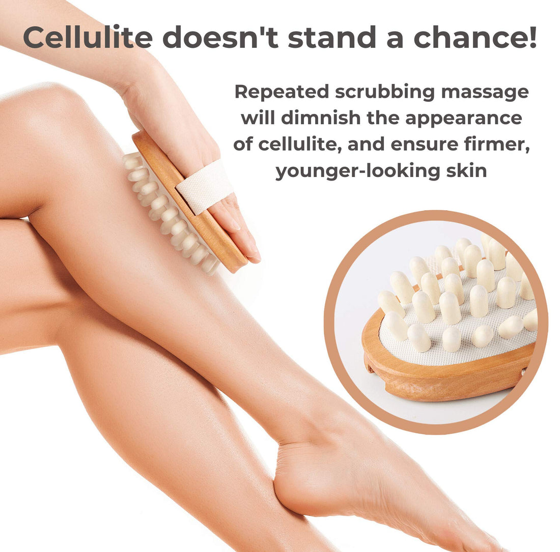 Rosena Dry Brushing Body Brush Set - Best for Skin Natural Exfoliating, Cellulite & Lymphatic Drainage | Kit Includes Face Brush, Fascia Massager & Long Handle Back Scrubber for Shower & Bath