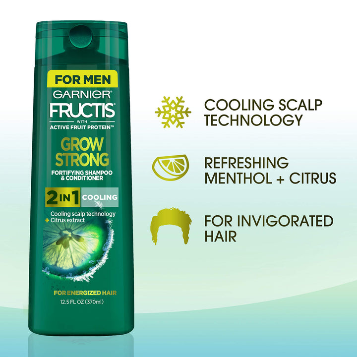 Garnier Hair Care Fructis Grow Strong Cooling 2-in-1 Shampoo and Conditioner for Men, 12.5 Fl Oz