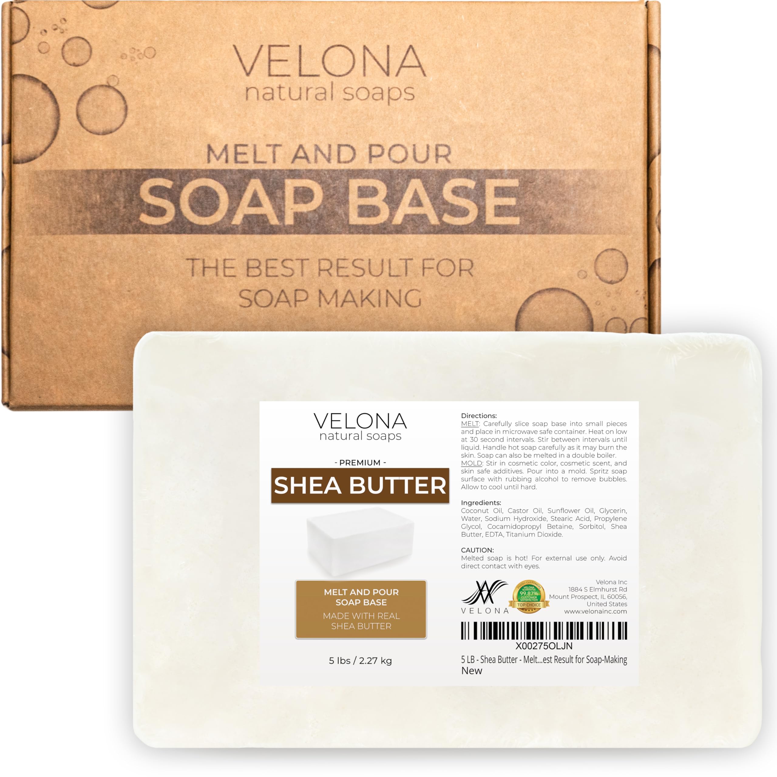 velona 5 LB - Shea Butter - Melt and Pour Soap Base SLS/SLES free | Natural Bars for The Best Result for Soap-Making