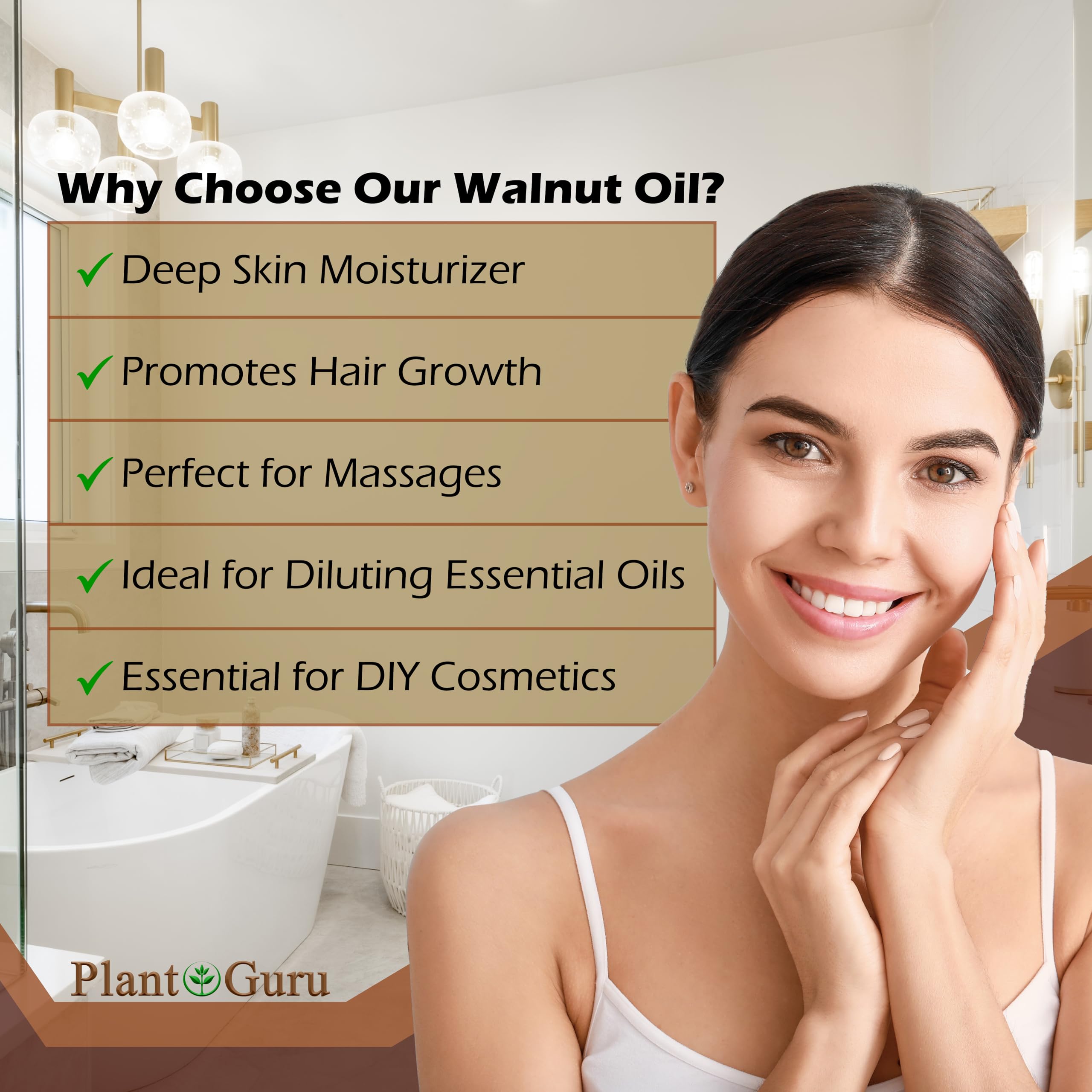 Walnut Oil 16 oz - Cold Pressed 100% Pure Natural - Skin, Body, Face, and Hair Growth Moisturizer. Great For Creams, Lotions, Lip balm and Soap Making.
