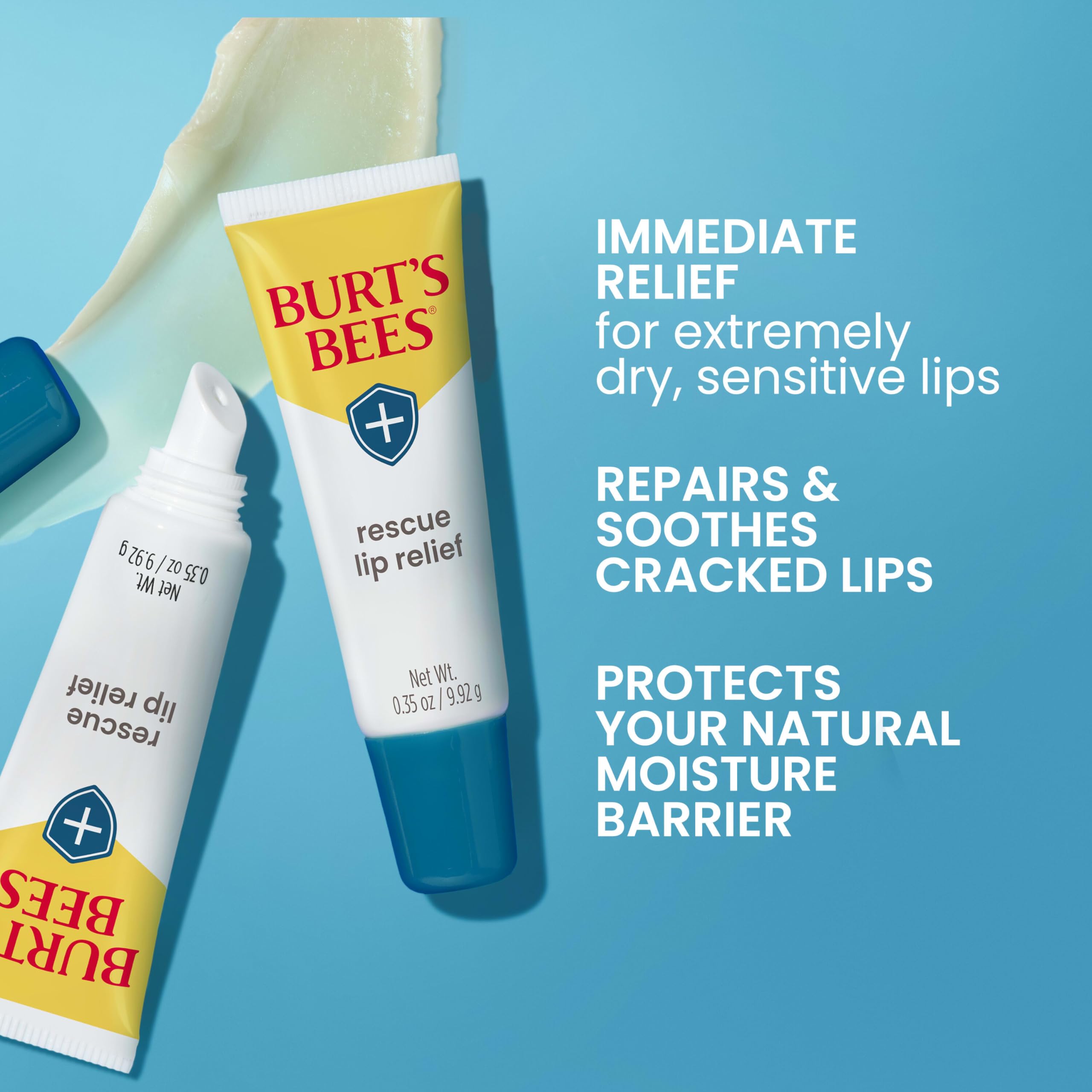 Burts Bees Rescue Lip Relief with Shea Butter and Echinacea, 100% Natural Origin, 0.35 Ounces