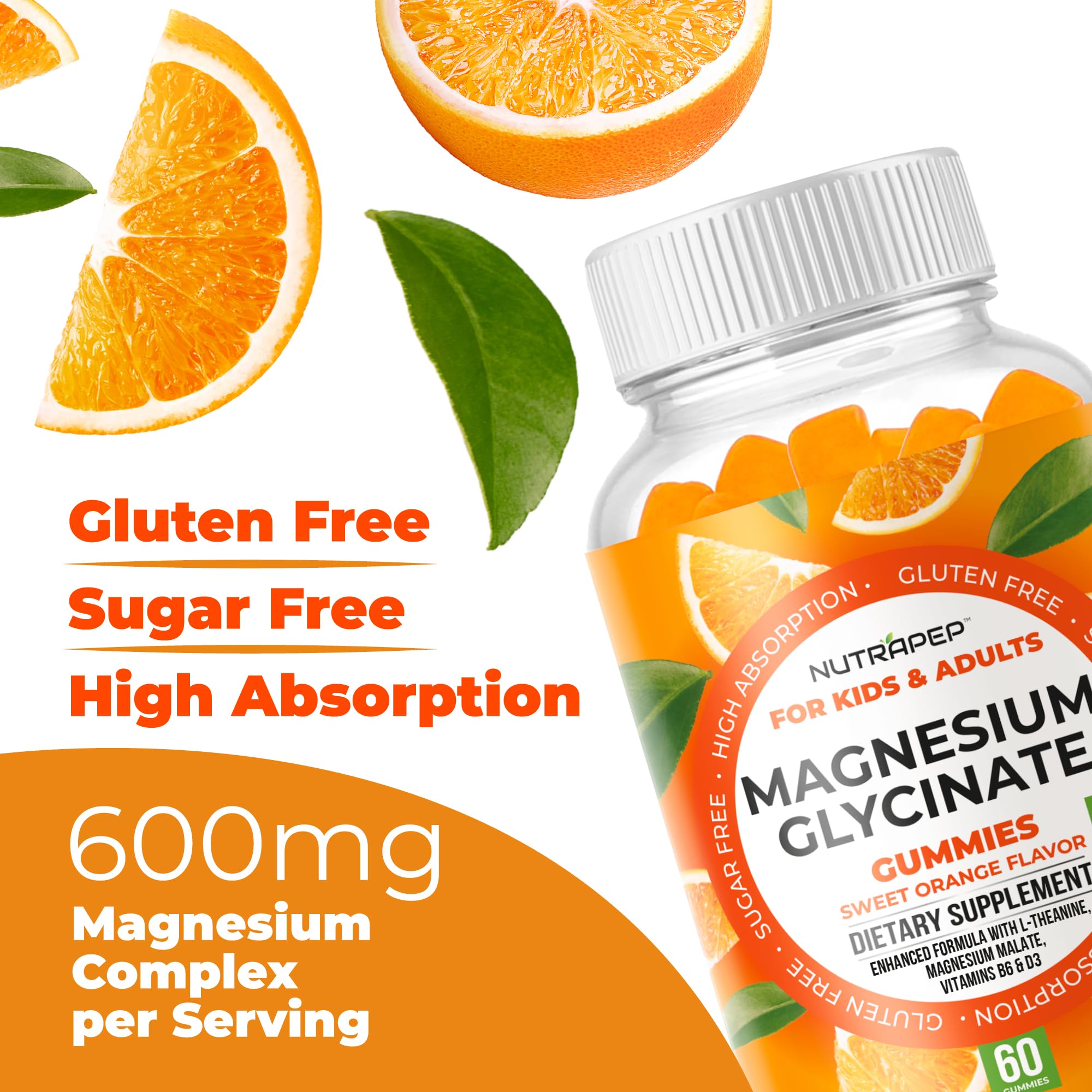 Magnesium Glycinate Gummies for Kids & Adults Women & Men - Sugar Free Gluten Free Non-GMO Vegan Chewable Supplement