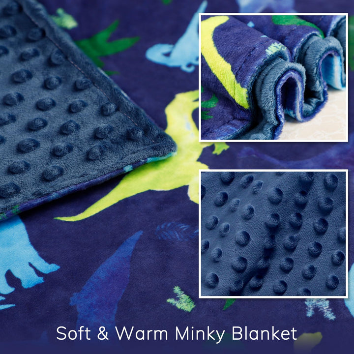 Baby Blanket for Kids Super Soft Minky Blanket with Dotted Backing, Toddler Blanket with Dinosaurs Multicolor Printed
