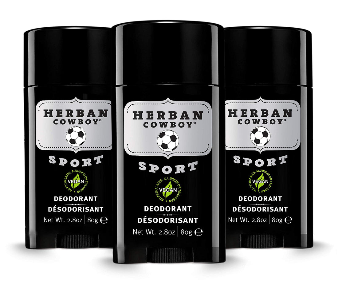 Herban Cowboy Deodorant 2.8 oz | Menââ‚¬â„¢s Deodorant | No Parabens, No Phthalates, No Aluminum & Certified Vegan ââ‚¬¦ (Sport - 3 Pack)