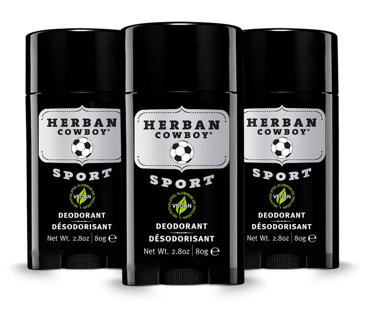 Herban Cowboy Deodorant 2.8 oz | Menââ‚¬â„¢s Deodorant | No Parabens, No Phthalates, No Aluminum & Certified Vegan ââ‚¬¦ (Sport - 3 Pack)