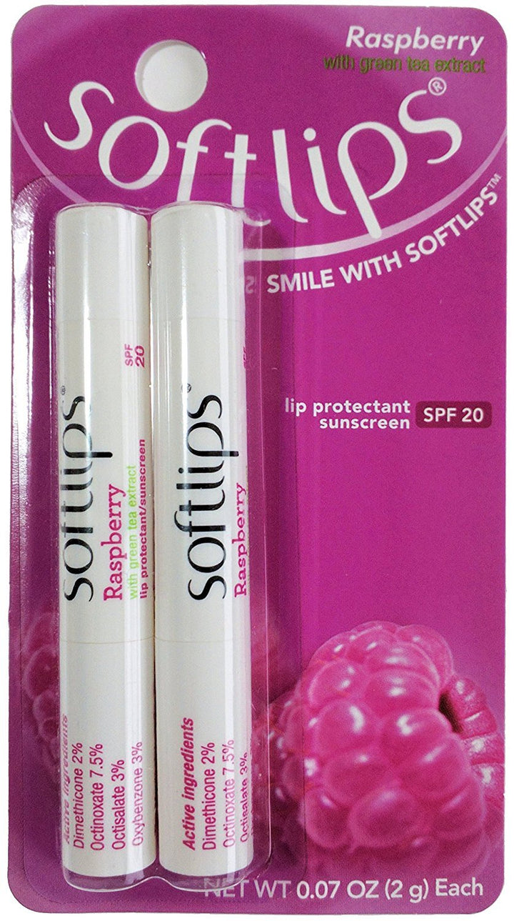Softlips Lip Protectant with Sunscreen SPF 20, Raspberry Flavor, Value Pack - 2 / Pack, 12 Ea