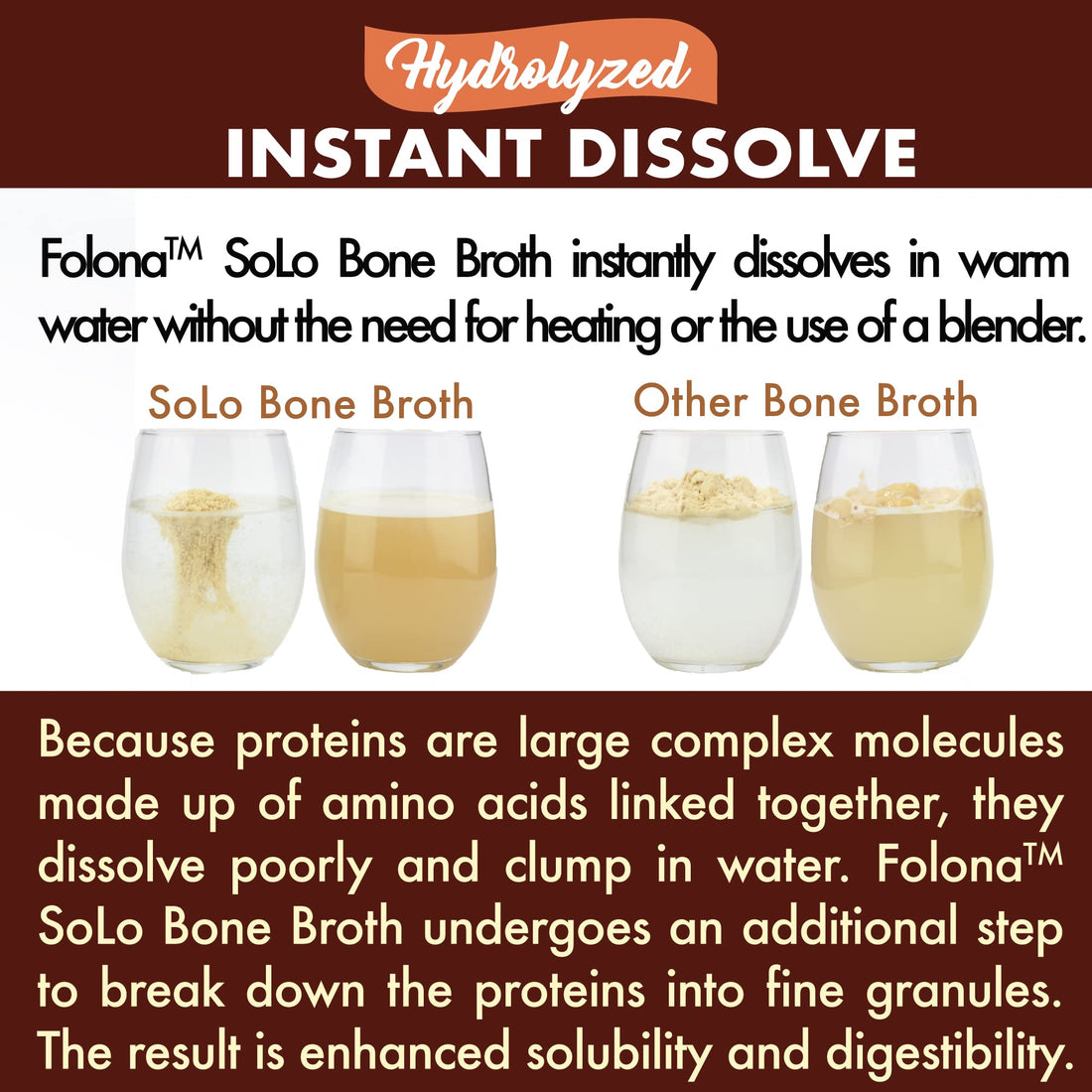 Solo Bone Broth Protein Collagen Powder Low Sodium, 16g Hydrolyzed Collagen Type I & III, for Healthy Skin, Nails, Hair, Joints & Digestion, Grass Fed, 1 lb (Bag - Net Wt. 1 lb. Powder)