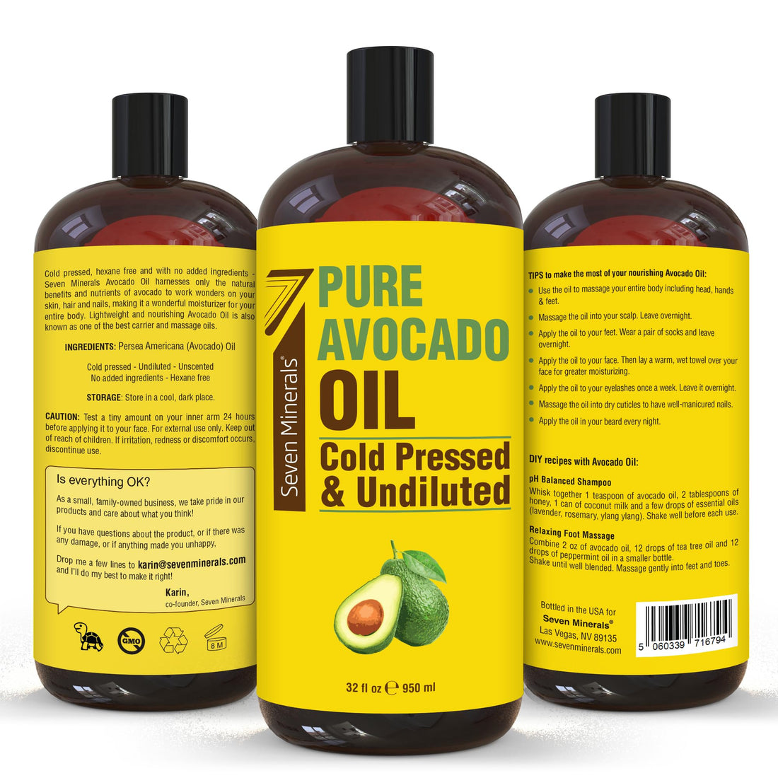 NEW Cold Pressed Avocado Oil For Hair, Skin, & Face - Big 32oz - Premium Grade & Hexane Free, 100% Pure, GMO Free, & Non-Greasy Carrier Oil for Natural Hair and Skincare - Great with Essential Oils