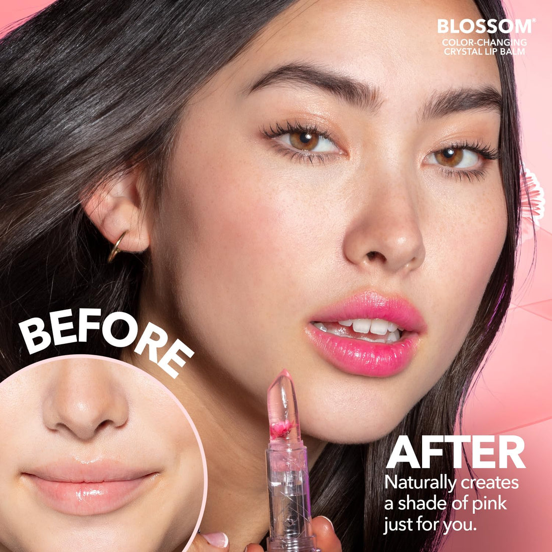 Blossom Crystal Lip Balm - Color Changing - Pink