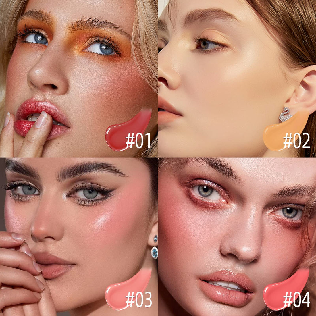 BEFIVECOK Liquid Blush for Cheeks, Soft Cream Blush with Cushion Applicator, Dewy Finish Matte Velvet Texture, High-Pigmented Blendable, Long-Wearing Rubor Makeup | #05 ENERGETIC-Coral Orange
