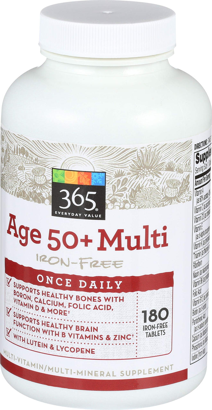 365 Everyday Value, Age 50+ Multi Iron-Free, 180 ct