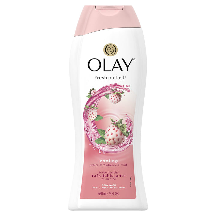 Olay Fresh Outlast Cooling White Strawberry and Mint Body Wash, 22 Fluid Ounce