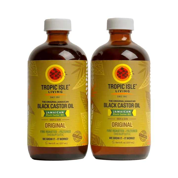 Mudra 8oz (2 Pack) Glass: Tropic Isle Living- Jamaican Black Castor Oil-8oz Glass Bottle (2 Pack)