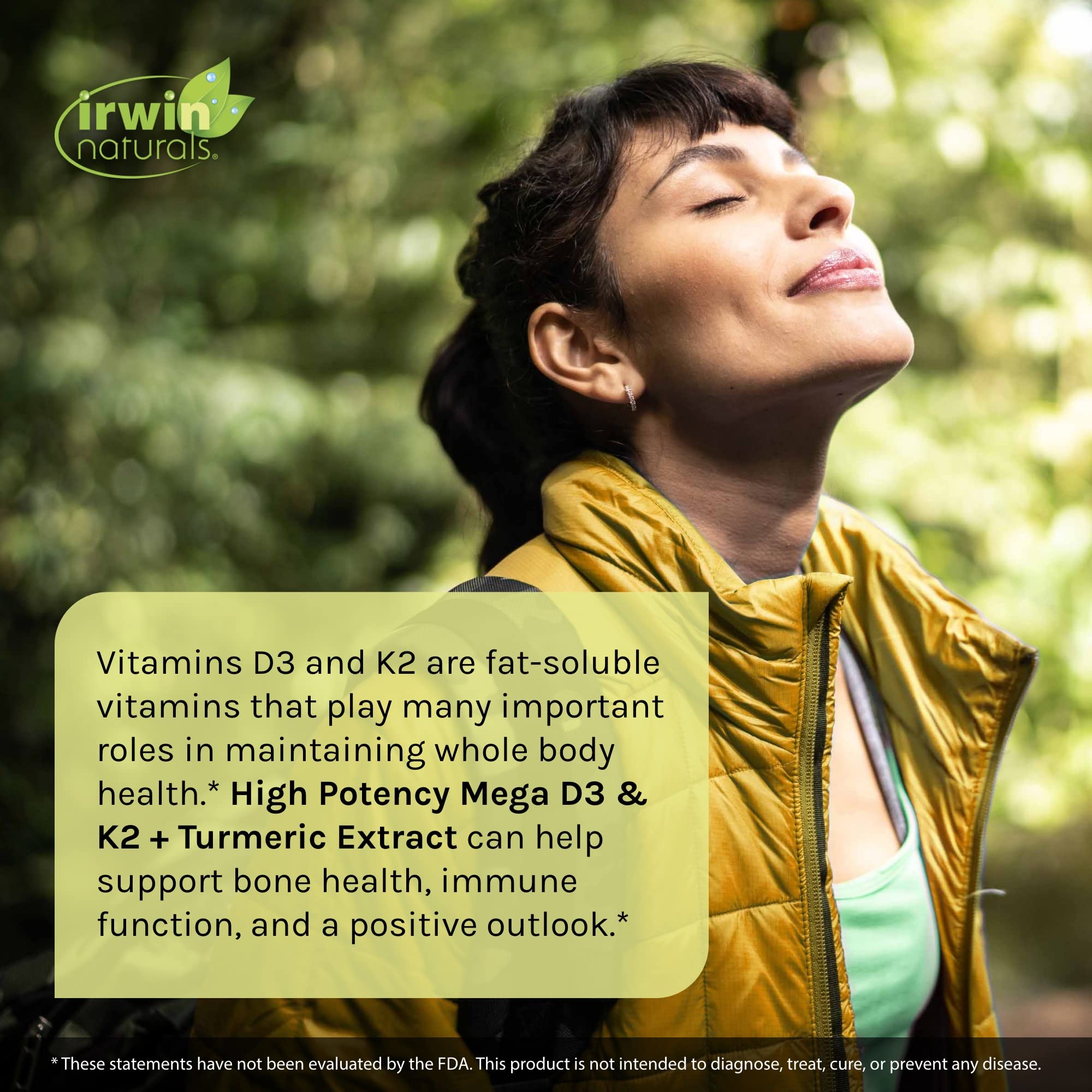 Irwin Naturals Vitamin D3 + K2 - High Potency Mega D3 + K2 Complex with Turmeric Extract- (60 Liquid Softgels) with Pill Case - Dietary Supplement for Bone Health with D, K, Magnesium Multivitamin