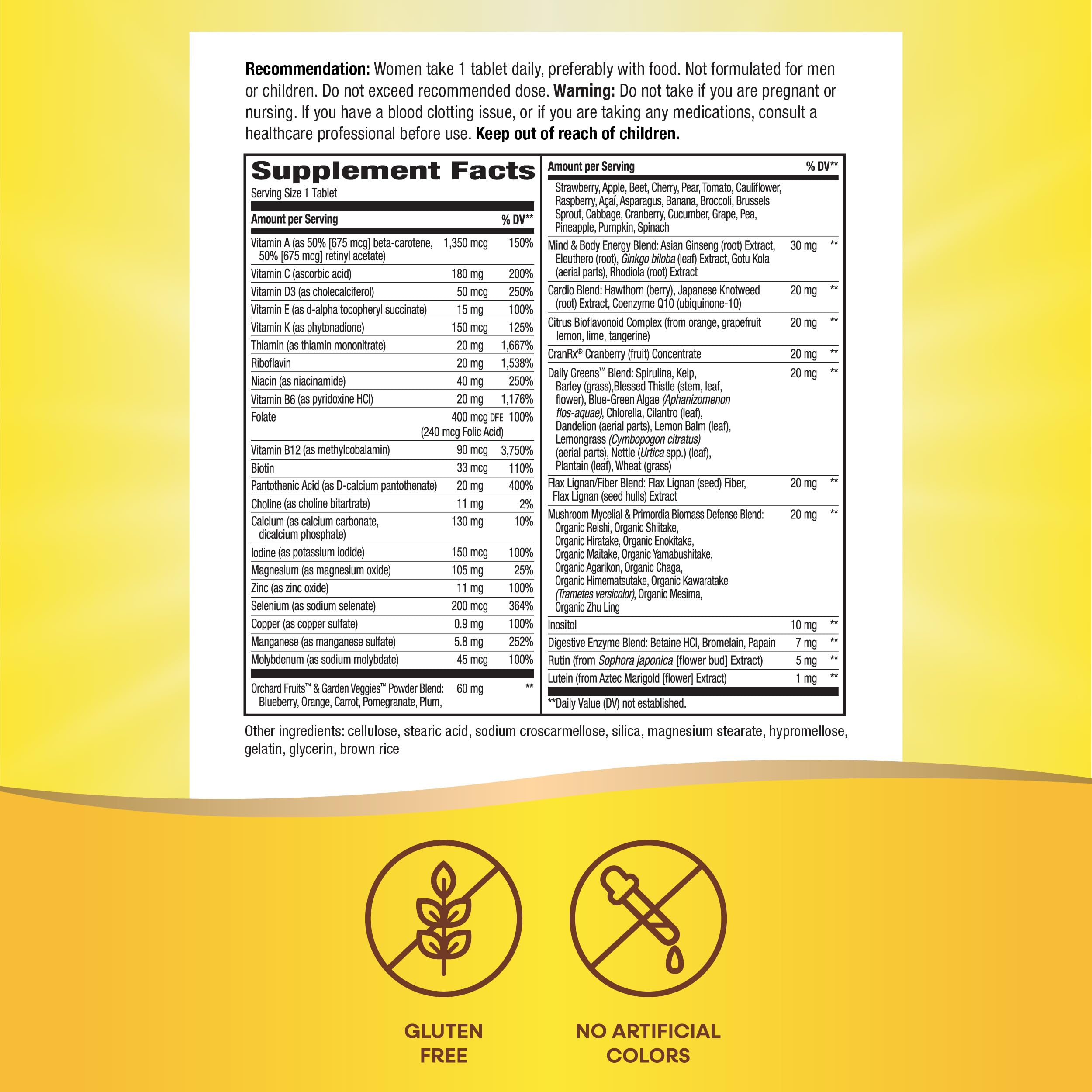Nature’s Way Alive! Women’s 50+ Ultra Potency Complete Multivitamin, High Potency Formula, Promotes Healthy Heart, Brain, Bones*, with Methylated B12, Gluten-Free, 150 Tablets (Packaging May Vary)