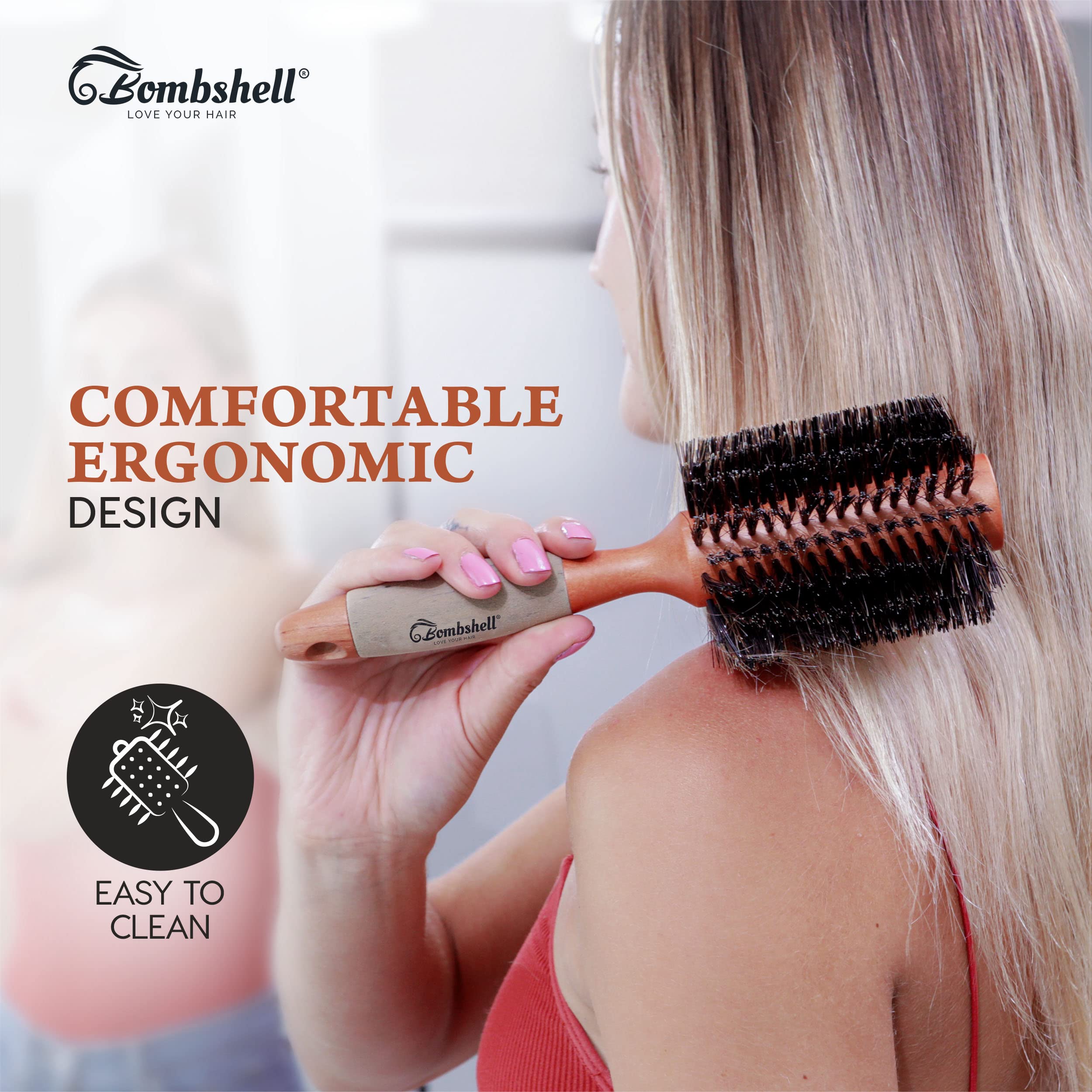 bombshell blowout Hair Brush Classic Round Sustainable Wood (3 inch)