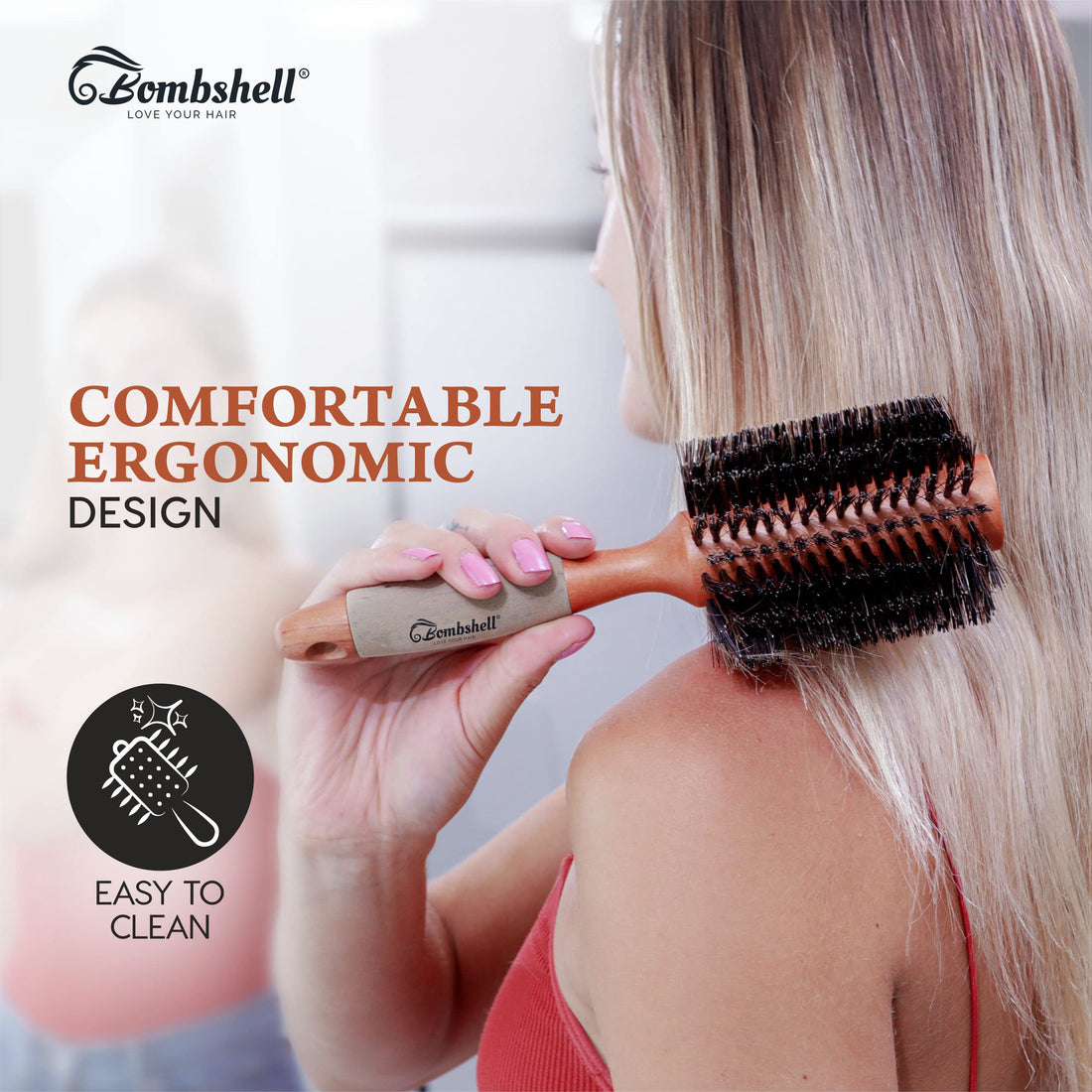 bombshell blowout Hair Brush Classic Round Sustainable Wood (3 inch)