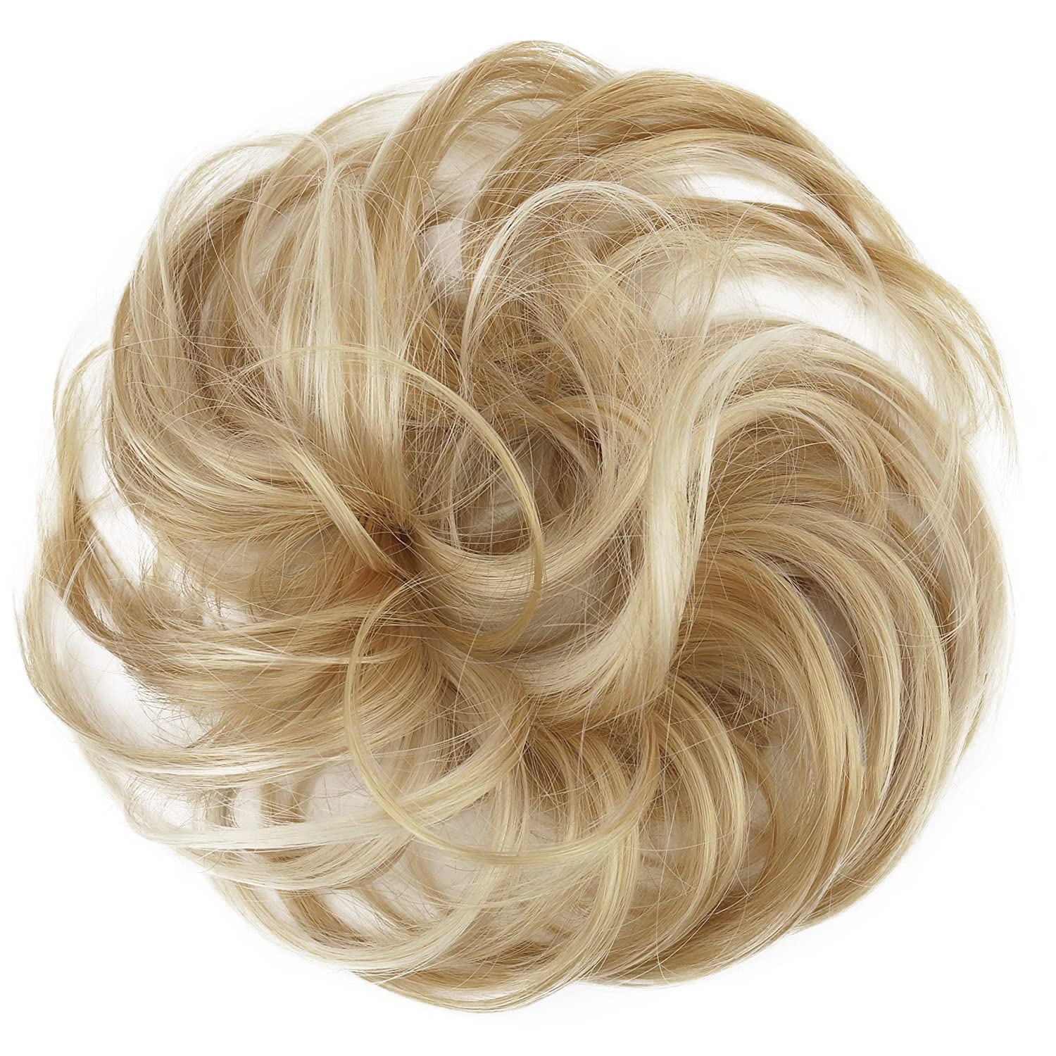bleach blonde mix 86AH613 : PRETTYSHOP Scrunchie Bun Up Do Hair piece Hair Ribbon Ponytail Extensions Wavy Curly or Messy Various Colors (bleach blonde mix 86AH613)