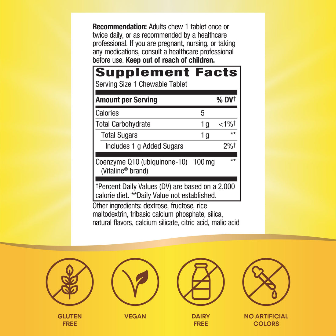 Nature's Way SMART Q10 CoQ10, Supports Heart Health & Cellular Energy*, Tropical Fruit Flavored, 100 mg per Serving, 30 Chewable Tablets (Packaging May Vary)