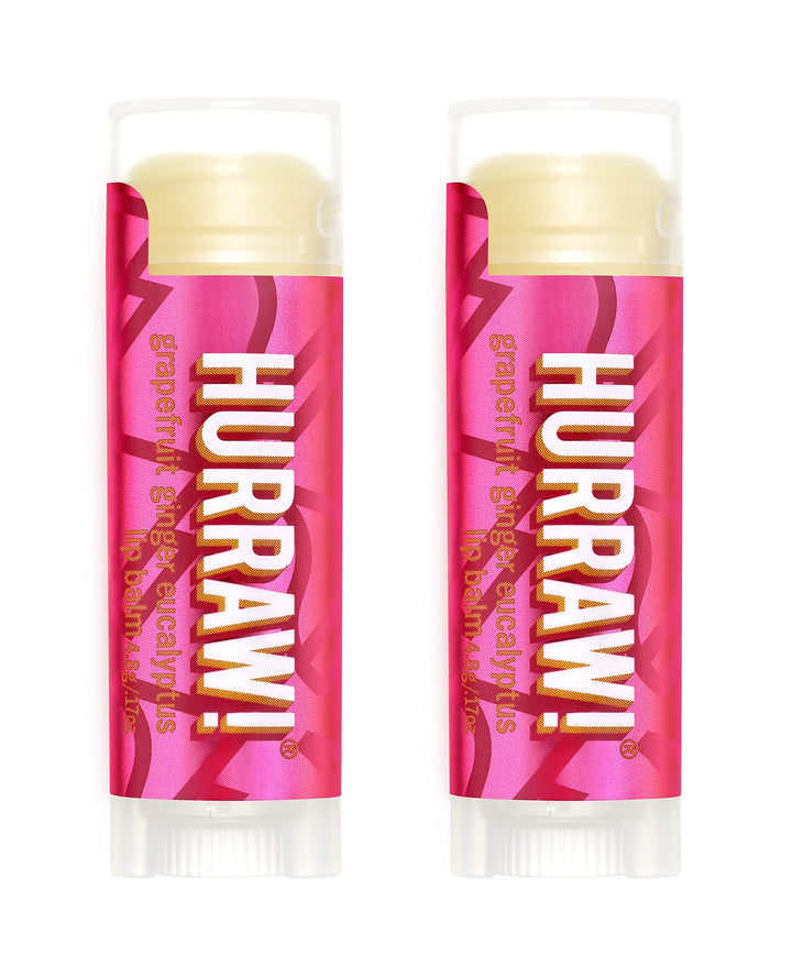 Hurraw! Grapefruit, Ginger, Eucalyptus (Kapha) Lip Balm, 2 Pack: Organic, Certified Vegan, Cruelty and Gluten Free. Non-GMO, 100% Natural Ingredients. Bee, Shea, Soy and Palm Free. Made in USA