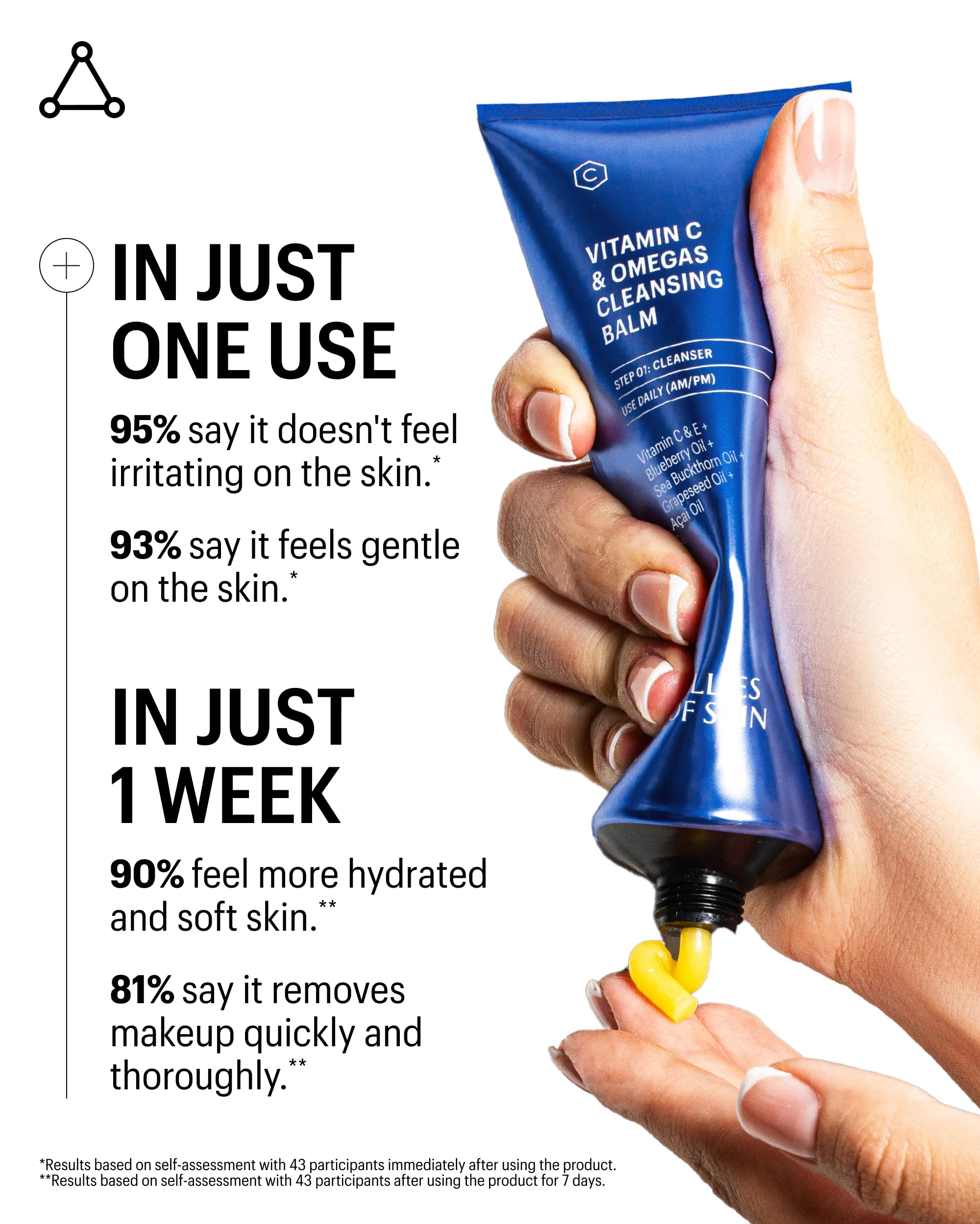 Allies of Skin Vitamin C & Omegas Cleansing Balm | Daily Makeup Remover to Dissolve Waterproof Mascara, SPF | Ophthalmologically Tested for Sensitive Eyes & Skin (3.4 Fl oz)