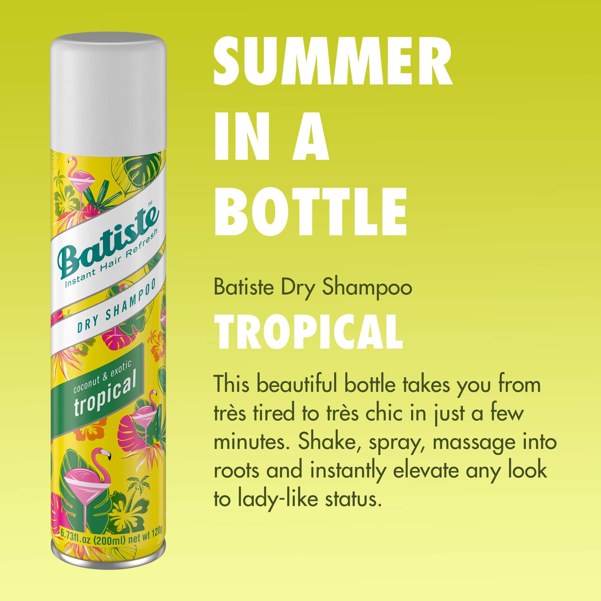 Batiste Dry Shampoo, Tropical Fragrance, 3 Count