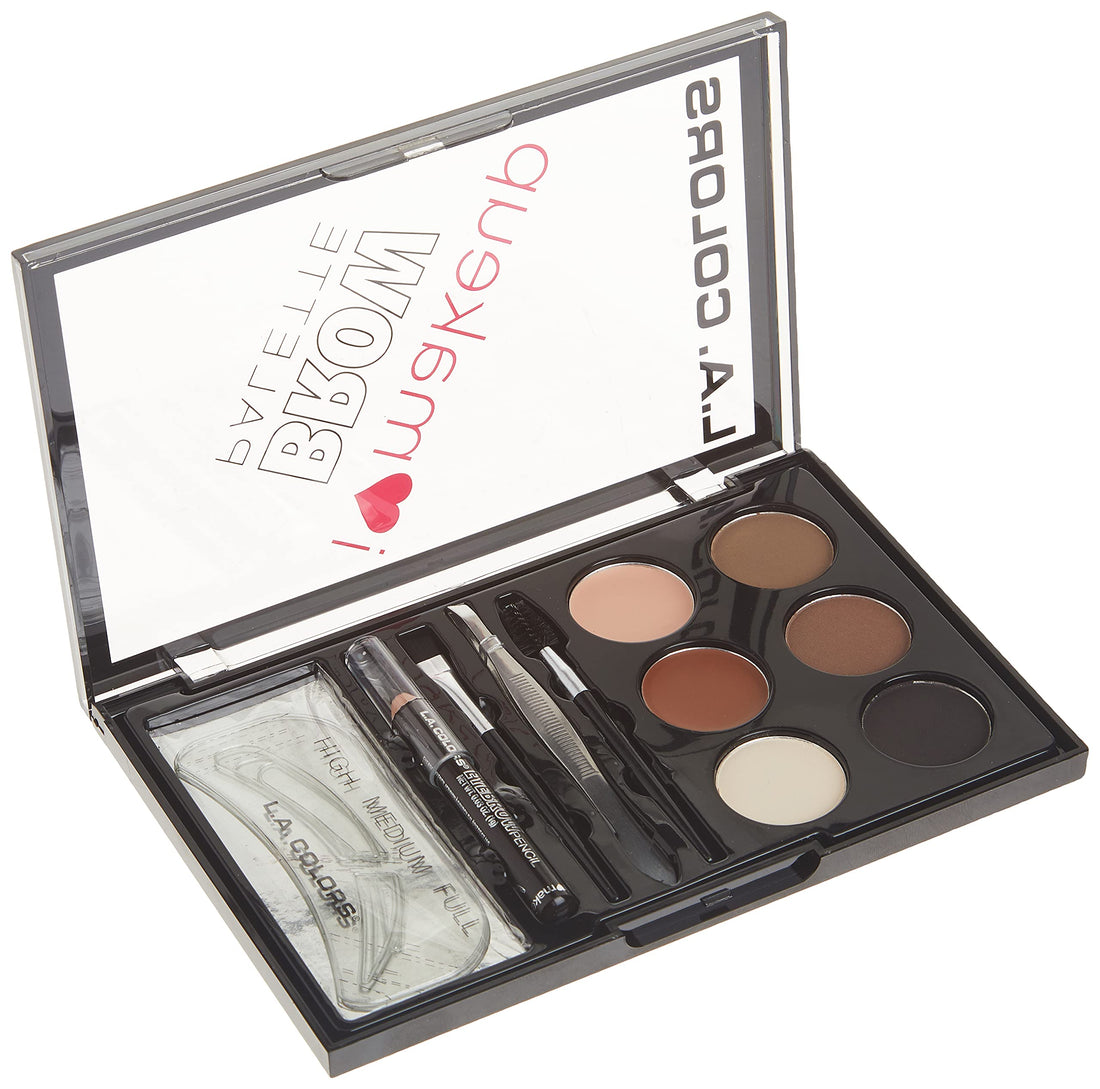 L.A. Colors I Heart Makeup Brow Palette, Medium to Dark, 0.26 Ounce