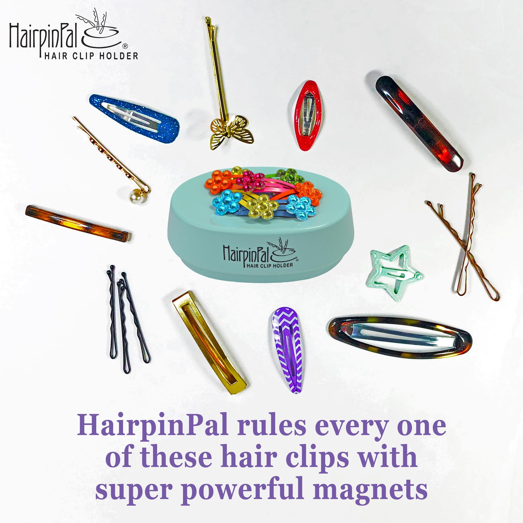Bobby Pin and Hair Clip Magnetic Holder: HairpinPal (Sea Foam Teal)
