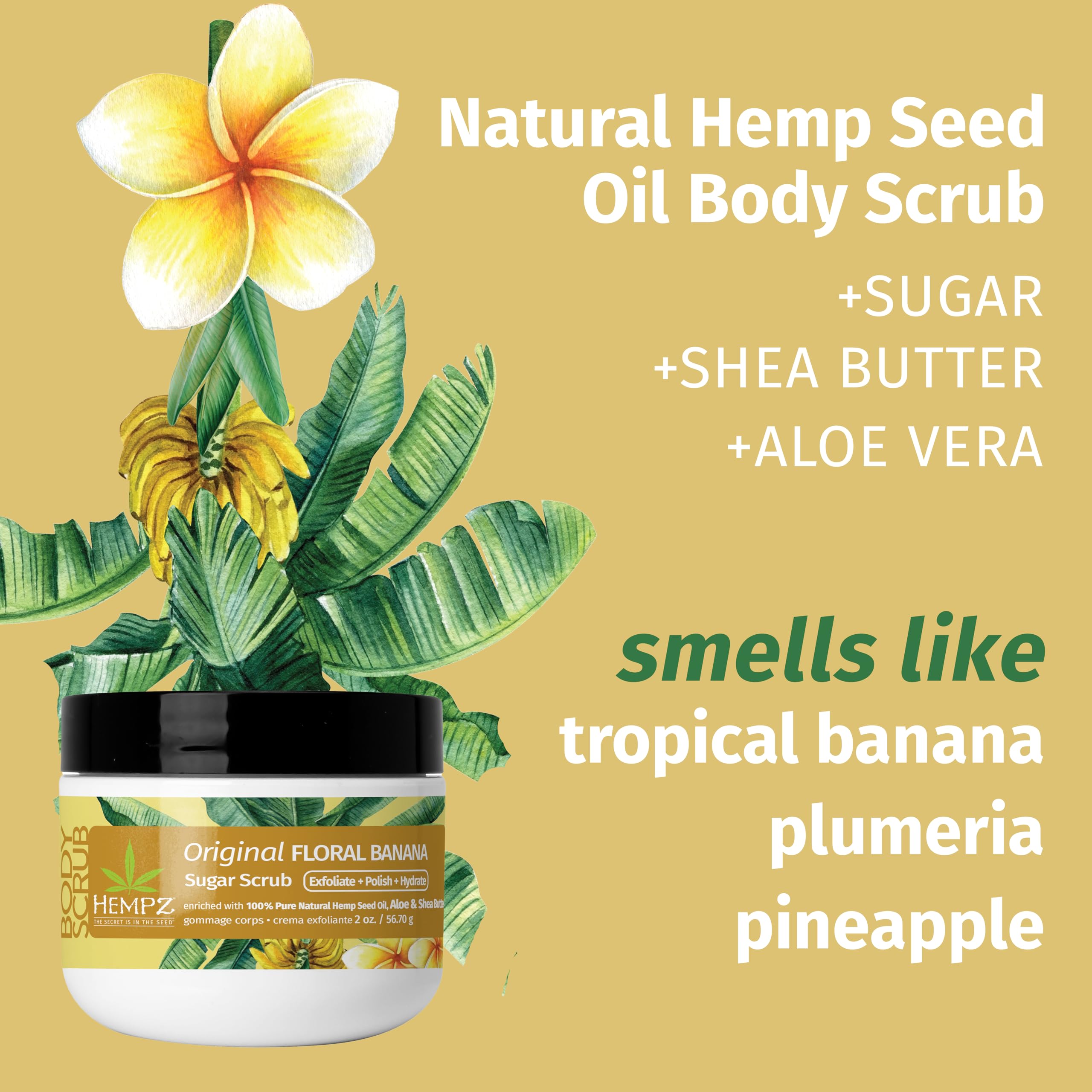 Hempz NEW Mini Sugar Body Scrub, Original Scent, Travel Size, 2 oz.