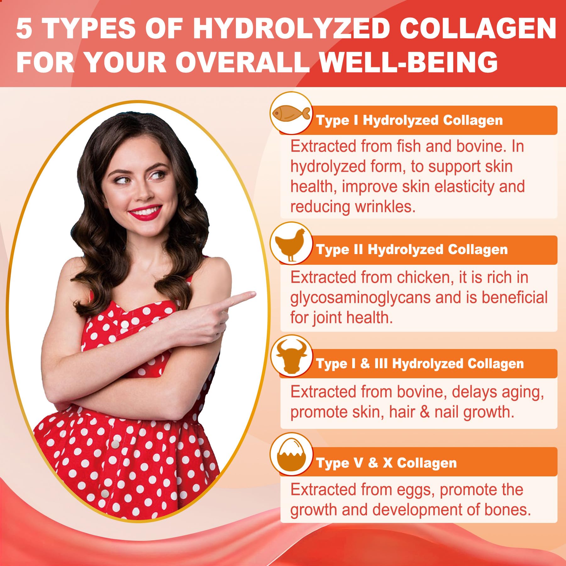 Sugar Free Hydrolyzed Collagen Peptides Gummies for Women, Multi Hydrolyzed Collagen Type I II III V X Supplement w/Keratin Calcium Magnesium for Hair, Skin & Nails, Healthy Joints, Anti-Aging, 60cts