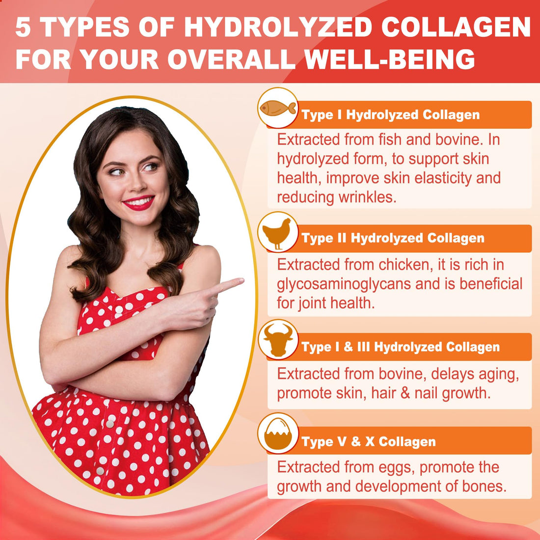 Sugar Free Hydrolyzed Collagen Peptides Gummies for Women, Multi Hydrolyzed Collagen Type I II III V X Supplement w/Keratin Calcium Magnesium for Hair, Skin & Nails, Healthy Joints, Anti-Aging, 60cts