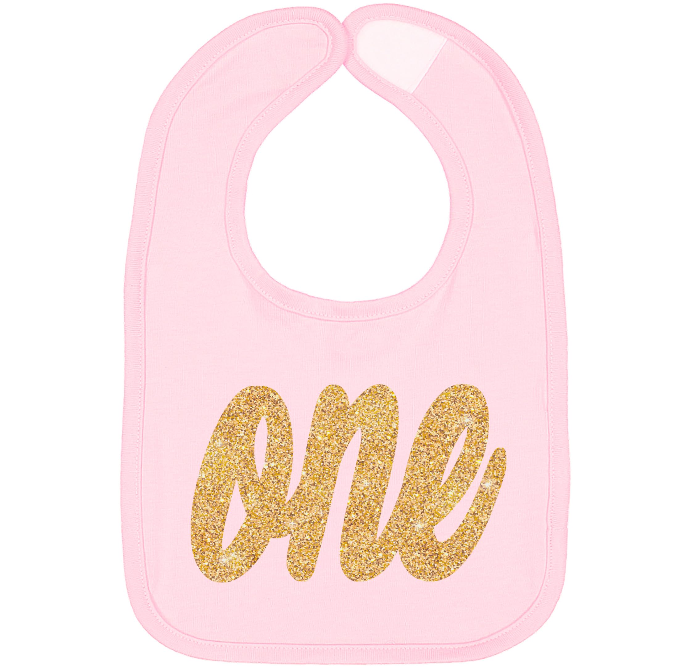 Aiden's Corner Handmade Cute Baby Boy Girl 1st Birthday One Silver Gold First Smash Cake Bibs (One Gold Pink)