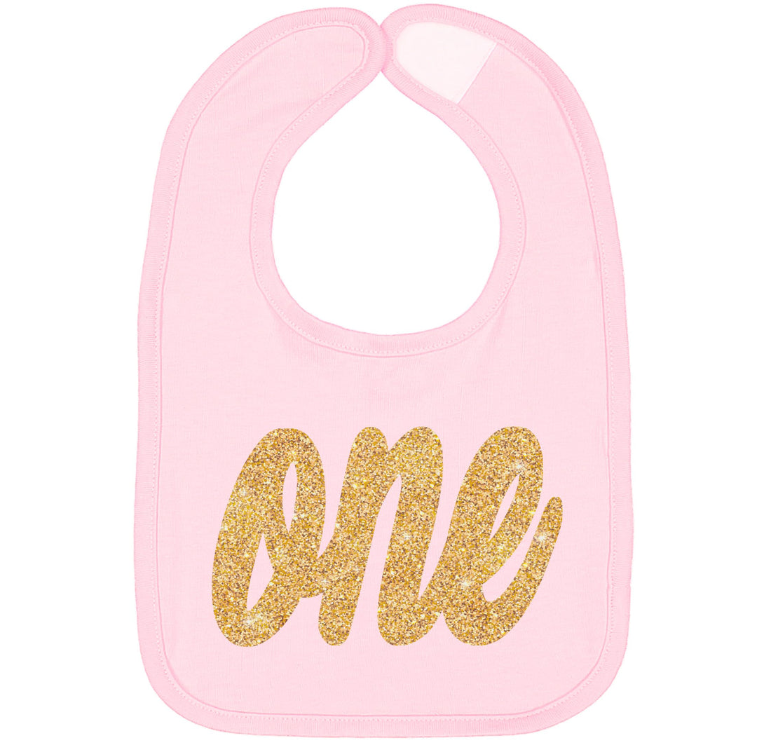 Aiden's Corner Handmade Cute Baby Boy Girl 1st Birthday One Silver Gold First Smash Cake Bibs (One Gold Pink)
