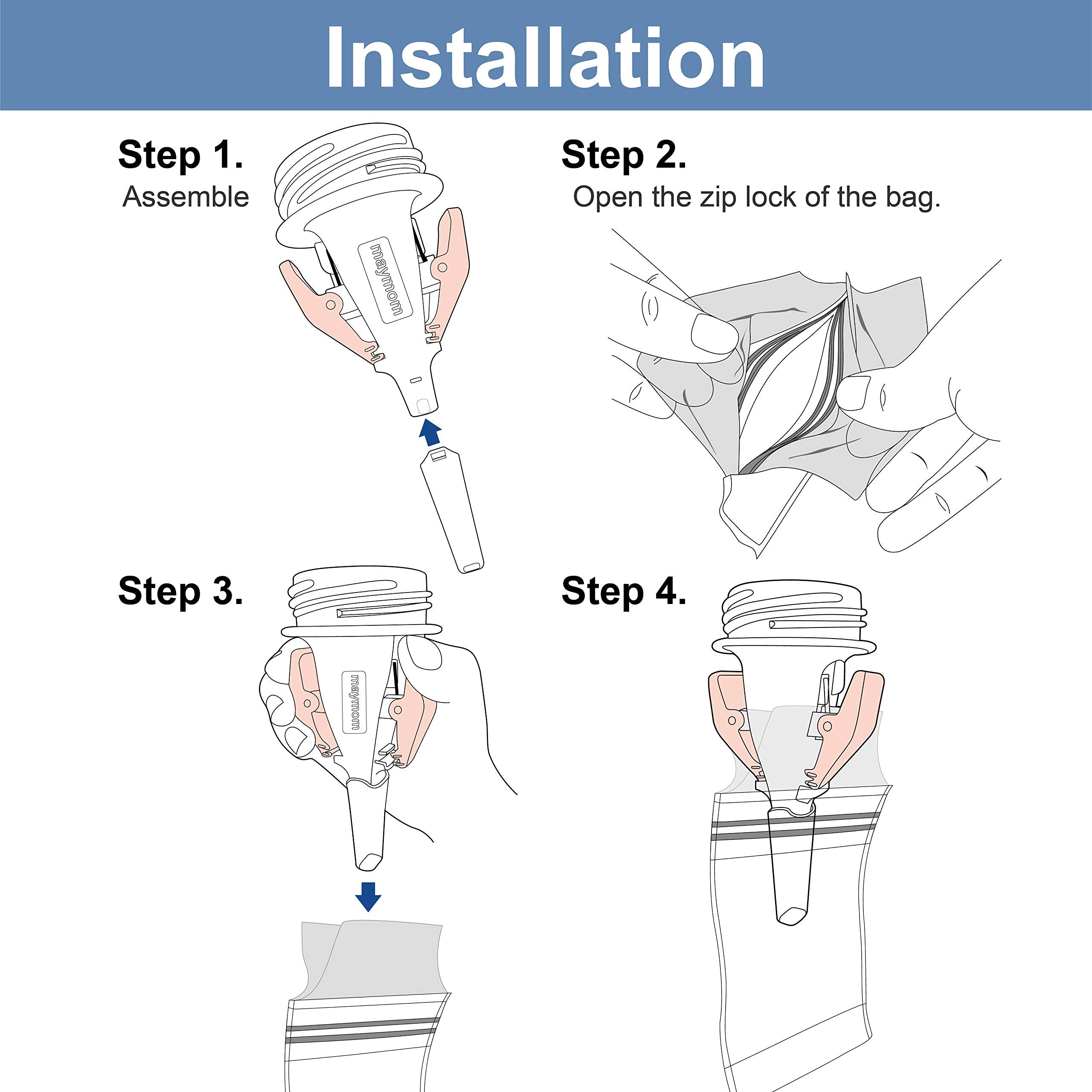 Maymom Milkbag Adapter, Widemouth 2nd Generation; Compatible with Spectra Avent Pumps; Most Milkbags inc. Lansinoh Bags;Do Not Use Microwave or Steamer Bag to Sanitize; 2pc