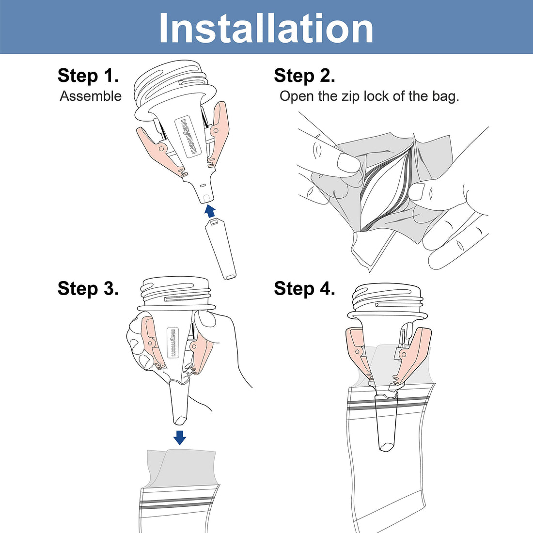Maymom Milkbag Adapter, Widemouth 2nd Generation; Compatible with Spectra Avent Pumps; Most Milkbags inc. Lansinoh Bags;Do Not Use Microwave or Steamer Bag to Sanitize; 2pc