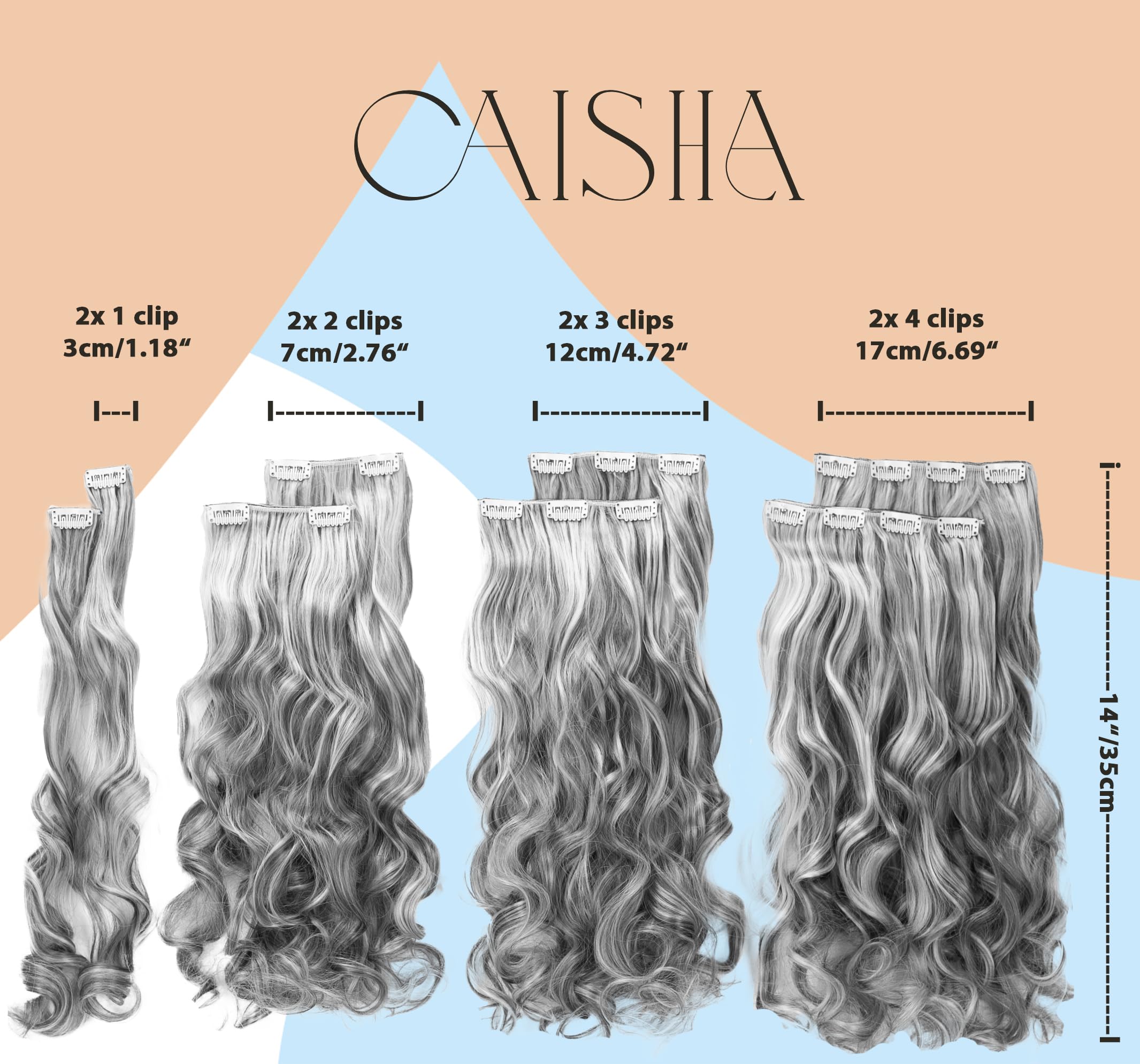 20 (50cm) off black # 2 CES101-1 : PRETTYSHOP XXL Full Head Set 8 pcs 20 Clip In Hair Extensions Hairpiece Wavy Heat-Resisting off black # 2 CES101-1