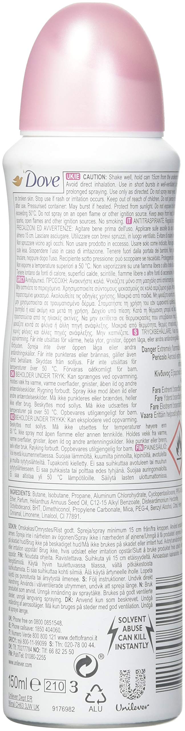 Dove¤Ä Deodorant & Anti-perspirant, 150ml=5.07oz / Each , 0% Alcohol, 24-48 Hr Protection (Beauty Finish) by Dove