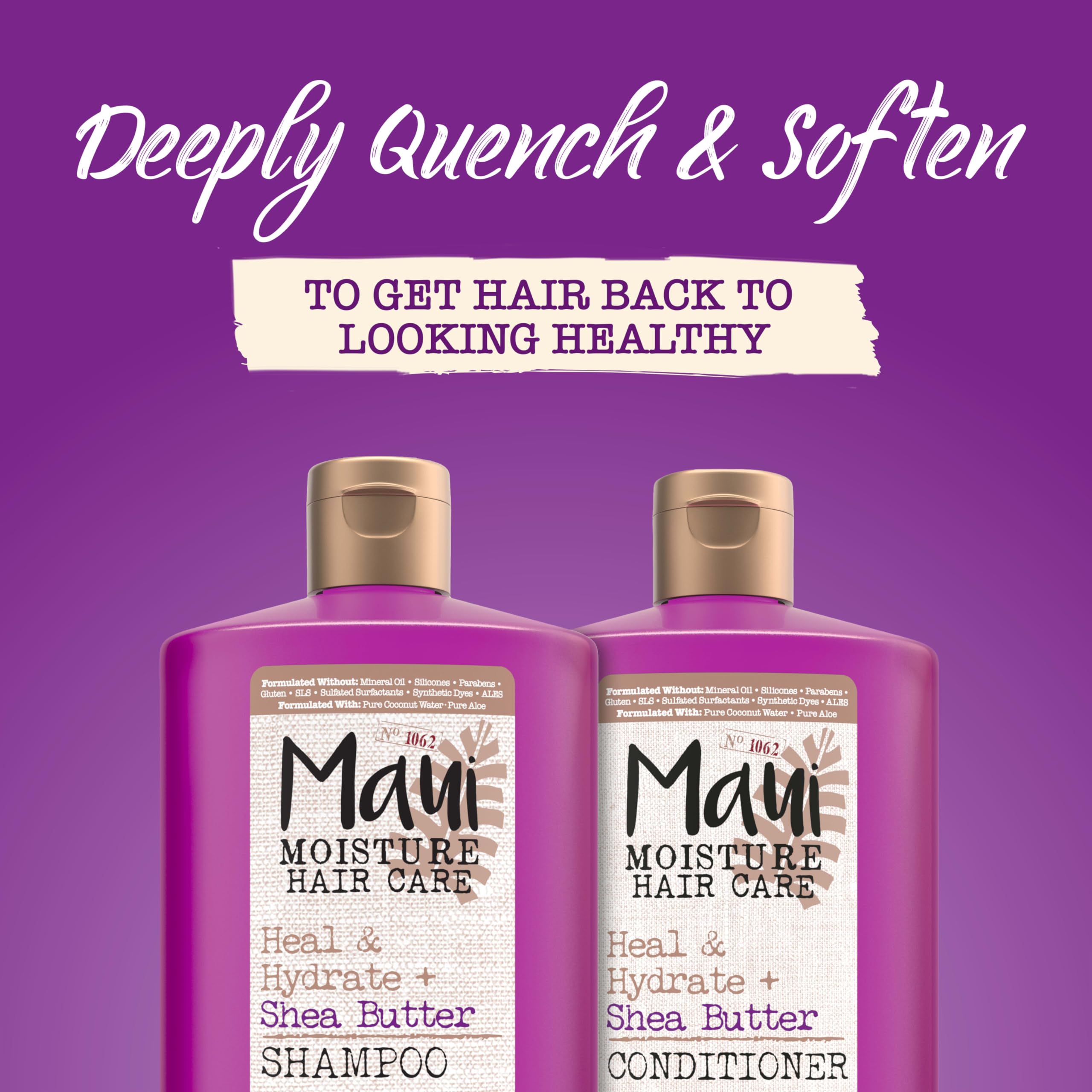 Maui Moisture Heal & Hydrate + Shea Butter Conditioner for Dry, Damaged Curls Helps Soften & Revive Curly & Coily Hair with Macadamia & Coconut Oils, Vegan & Silicone-Free, 13 fl. oz