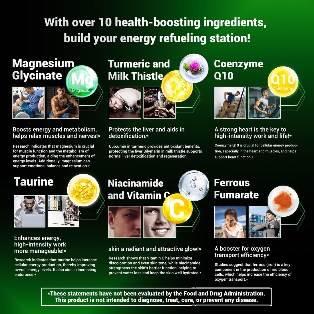 DrBioCare Energy Boost & Magnesium Glycinate, Contains Vitamin D3, Vitamin C, Turmeric Supplement, Ashwagandha Supplement, Milk Thistle, Calcium Supplement & Magnesium Supplement 120 Tablets