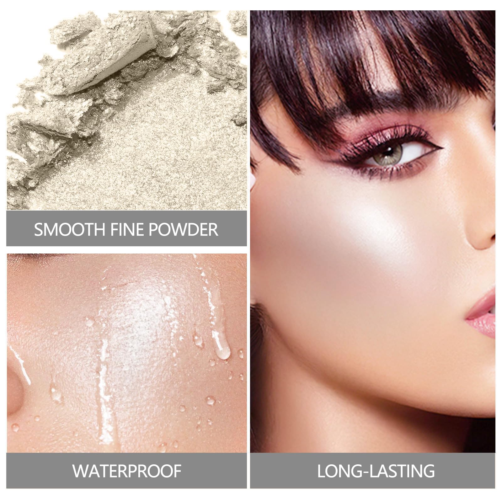 SUMEITANG 8 Colors Highlighter Makeup Palette,Shimmer Glitter Multichrome Highlight Powder luminizers,All Sparkling Shades Can Be layered or Worn Individually to Enhance & Brighten Your Face Features