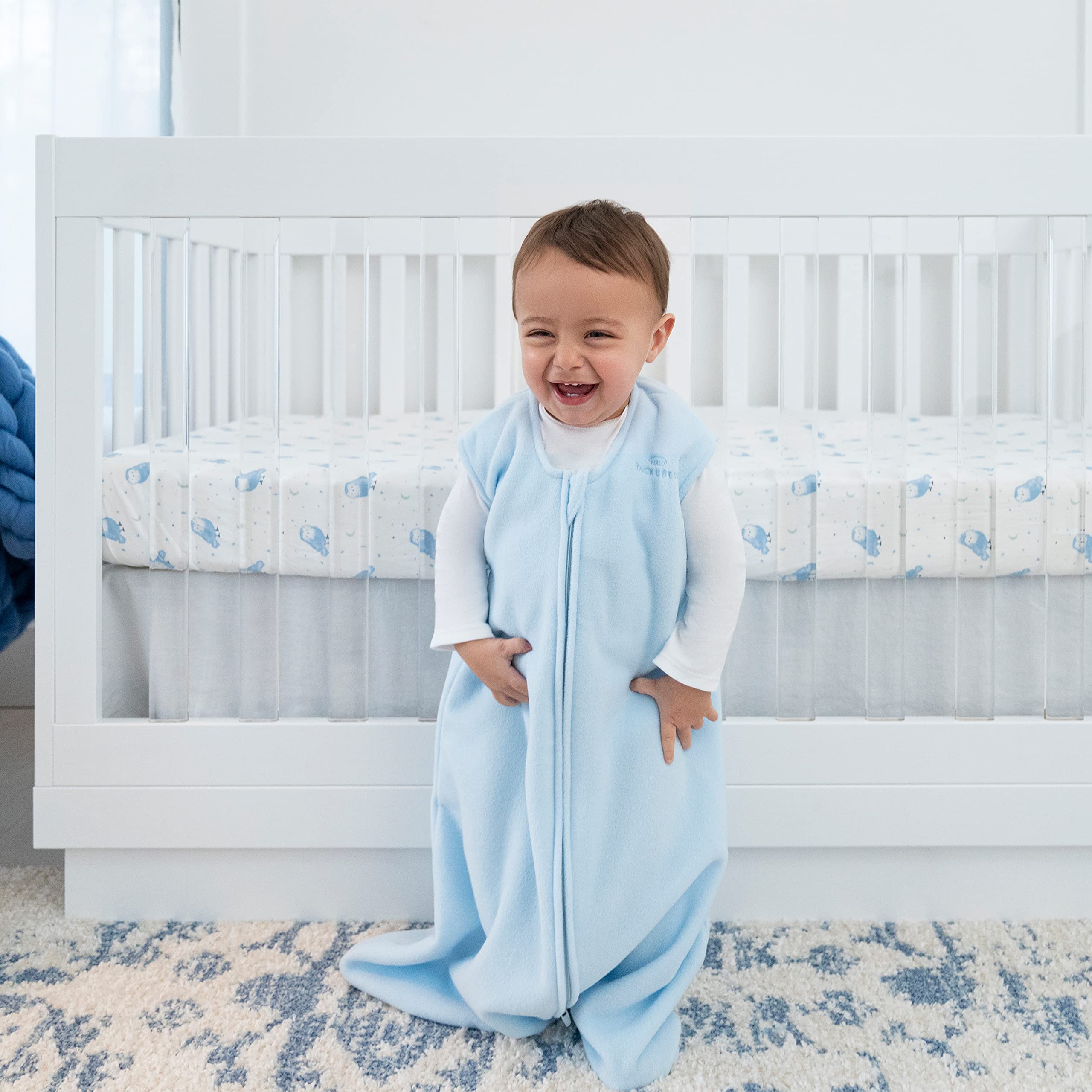 HALO Sleepsack Micro-Fleece Wearable Blanket, TOG 1.0, Baby Blue, Medium