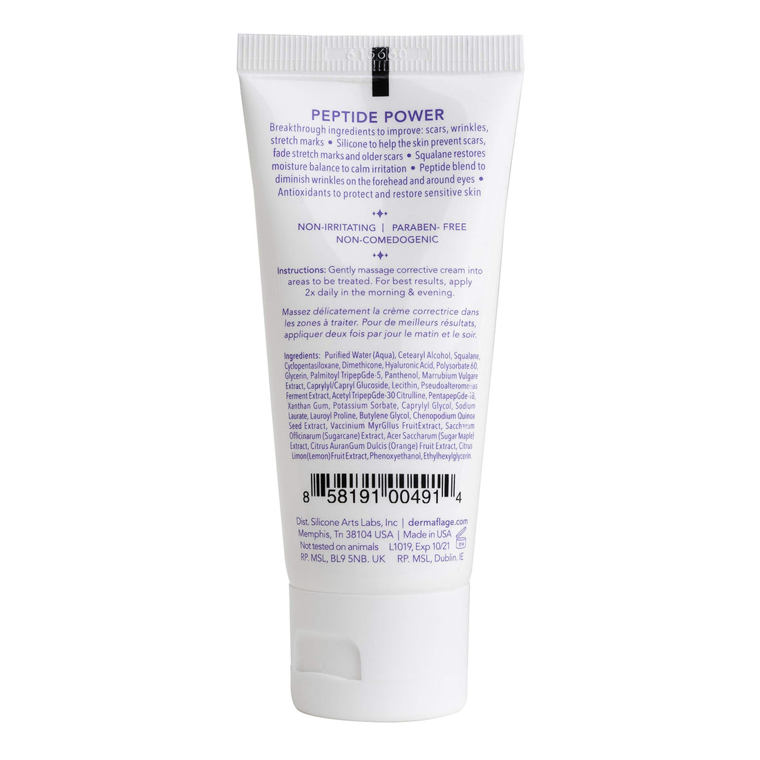 Dermaflage Acne Scar Removal Cream With Peptide Power, Fade Acne, Surgical Scars, Stretch Marks And Wrinkles With Good Skin, 2 oz.