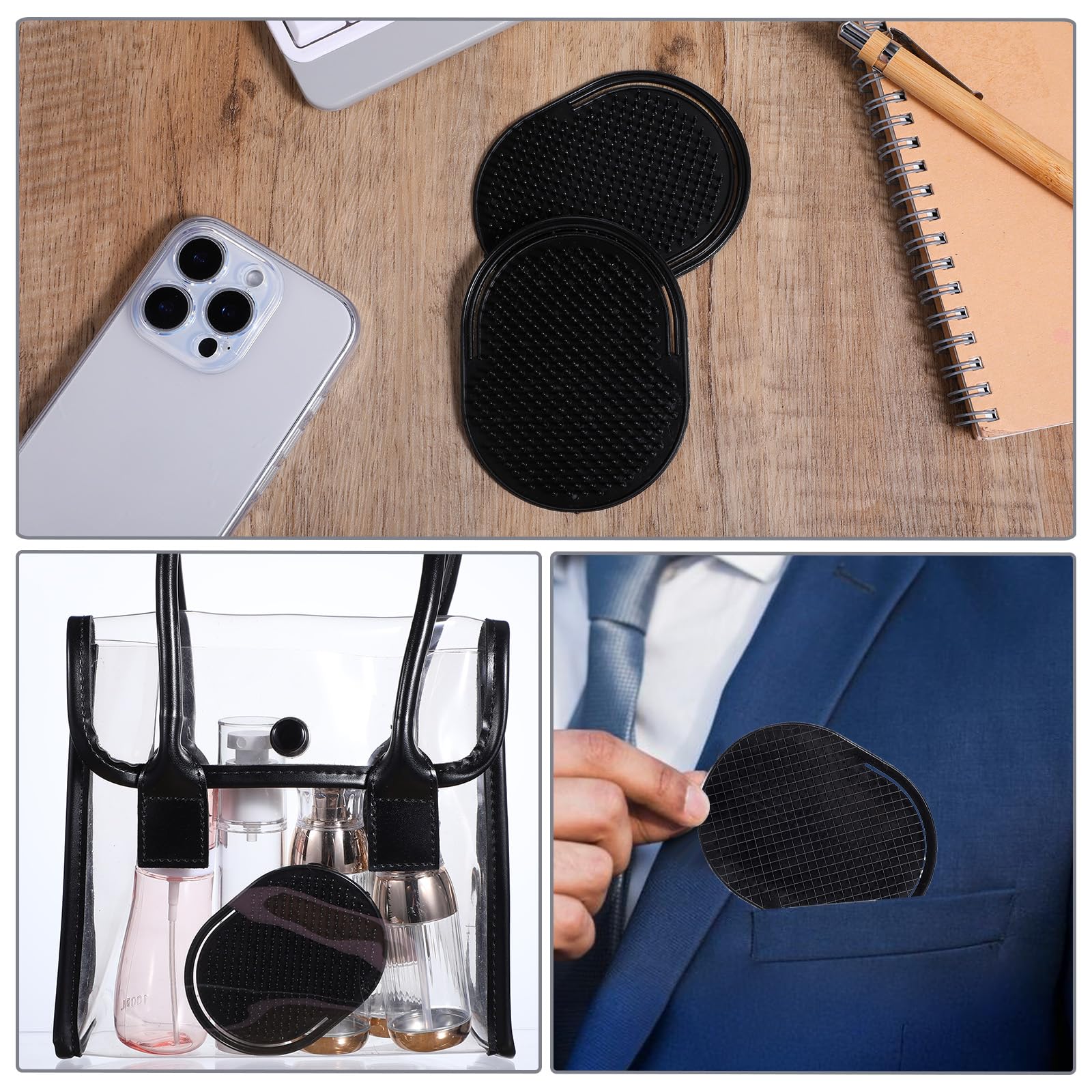 8Pcs Palm Combs for Men Portable Pocket Brush Black Hand Combs for Head Massage Hair Styling Beard Grooming